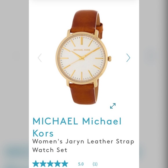 Gold Jaryn Brown Leather Three Hand Mk2596 Watch - Picture 1 of 16